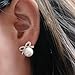 YAZILIND Exquisite Full Shining Bow With Cream Stud Earrings