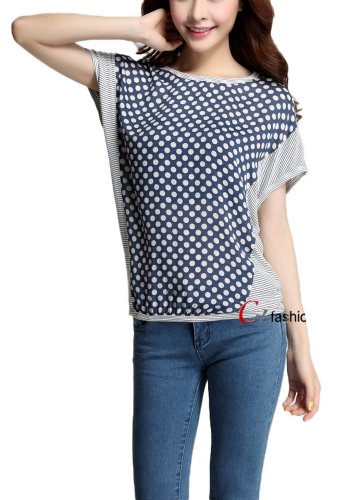 (ゴールドジャパン)Goldjapan 大きいサイズ レディース シャツ 半袖 カットソー Tシャツ ボーダー 水玉