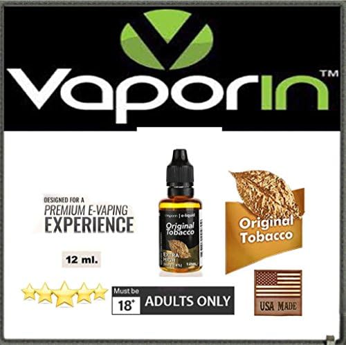 Vaporin Premium Blend (10 Bottles) "Original Tobacco Xtra High 2.4 % 12ML Ea. 120ML Liquid Juice MADE IN USA