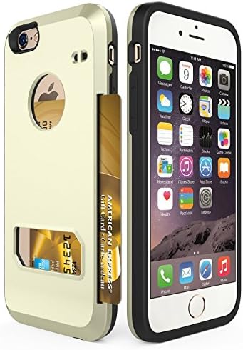 iPhone 6s Case, Apoptech Shock Absorption Protective Slim Shell Apple iPhone 6s Wallet Case Card Slot Sleek Back Armor Dual Layer Skin Flexible Bumper + PC Cover Hybrid Case for iPhone 6s/6 Gold