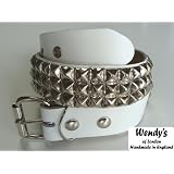 ウェンディーズ WENDY'S of LONDON 3連 スモール ピラミッド スタッズ ベルト(SV/WH)[並行輸入品]