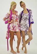 Silk Floral Kimono Robe 3/4 sleeves - Pink or Lavender