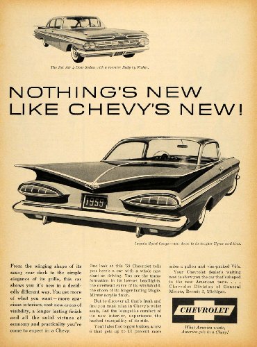 1958 Ad Chevrolet Bel Air Car Impala Sport Coupe Fisher - Original Print Ad