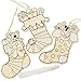 12 Piece Ready to Create Wood Stocking Christmas Ornaments - Kid Friendly Decorate Your Own Holiday Ornaments