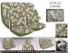 Tan Hawaiian Hibiscus Auto Accessories Interior Combo - Front Low Back Bucket & Rear Bench Seat Covers, Steering Wheel Cover & Shoulder Pads