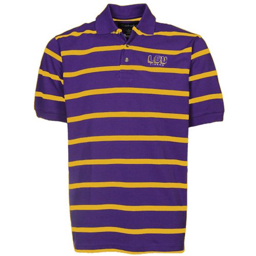 LSU Tigers Purple Kenneth Stripe Polo (Large)