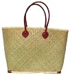 Natural Straw / Beach / Shopper / Tote Bag Large With Red Handles 20"x13.5"x11"