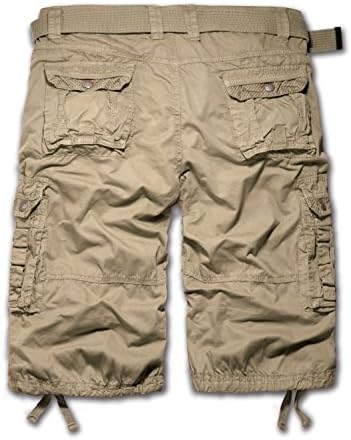 URBANCREWS Mens Hipster Hip Hop 8 Pocket Stripes Cargo Shorts STONE 36" WAIST