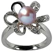 Morning Bloom Lavender Cultured Pearl Cubic Zirconia Ring in Platinum Overlay CAREFREE Sterling Silver
