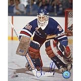 NHL John Vanbiesbrouck Rangers Blue Jersey Autographed 8-by-10-Inch Photograph