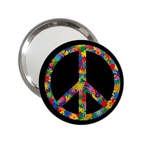 Compact Mirror with Peace Symbol