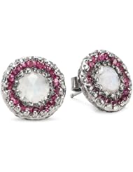 Dyanne Belle "Candy Earrings Collection" Ruby Sparkler Blackened Silver with Moonstone and Pave Rubies Stud Earrings