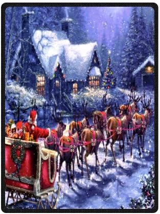 Machine Washable and Dries Quickly - christmas eve santa sleigh Throw and Blankets 58" x 80" (Large)