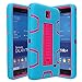 Galaxy Tab 4 7.0 Case, E LV High Impact Resistant Full-body Protection Hybrid Armor Defender Case Convertible Built in Stand for Samsung Galaxy Tab 4 7 with 1 Black Stylus - TURQUOISE / HOT PINK