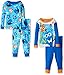 Disney Boys' Toddler Boys' Finding Dory 4-Piece Cotton Pajama Set, Blue/Tang Blue, 3T