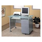Modern Computer Desk Office Table Work Station w File Cabinet by Coaster