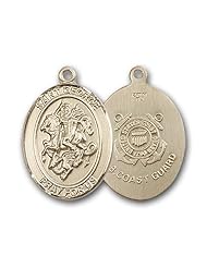 14kt Solid Gold Pendant Saint St. George / Coast Guard Medal 3/4 x 1/2 Inches Boy Scouts/Soldiers-8040- Comes with a Black velvet Box