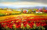 Free Shipping, Impression / Abstract Expressionism / Modern, Landscape / Scenery, Summer Flowers, Handmade Oil Painting on Canvas By the Artist of A2Z Fine Arts, Hand Signed, with Certificate of Authenticity, Large Size 24 X 36, Framed / Stretched / Gallery Wrap, Ready to Hang, Perfect Wall Décor