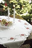 Heritage Lace Poinsettia Cutwork Christmas Table Topper 34 x 34" Fine Linen Collection