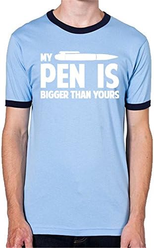 PTLJY Sky Navy Cotton Tshirt My Pen Is A0451 Mens Ringer T-Shirt