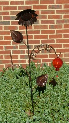Sunflower Welcome Hummingbird Feeder Garden Stake