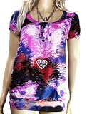 Ladies Colourful pink blue mix long tunic T-Shirt top -- Womens Sizes 12 14 & 16