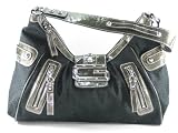 Guess Justina Large Hobo in Coal (Black) (GUESS HANDBAGS, PURSES, BAGS)