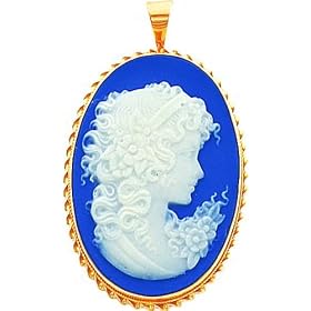 14K Yellow Gold Porcelain Cameo Pendant Pin Jewelry |C by FindingKing