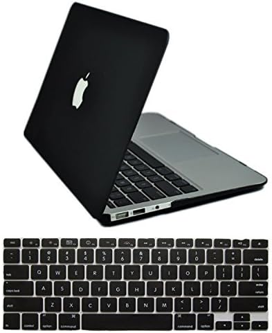 Dealgadgets Black Rubberized Frosted Matte Surface Hard Shell Case Cover for 2014 New Macbook Air 13 13.3 A1369 & A1466 with Silicone Keyboard Cover Skin Stickers Protector (Black) Color: Black PC, Personal Computer