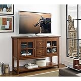 WE Furniture Rustic Wood Console Table TV Stand, 52", Brown