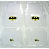 A Set of 4 Universal-Fit Clear Vinyl Floor Mats for Car / Truck - Batman Classic Black & Yellow Shield