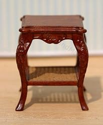 Dollhouse Miniature Walnut and Cane Side Table