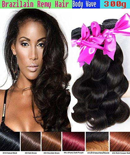 BODY WAVE Brazilian 3 Bundle Pack GREAT DEAL Wavy Virgin Hair Weave Extensions 100%% Human Hair GUARANTEED or Sew-in or Convert to Clip-in 100%g each (6 Color Options, 8"- 30")