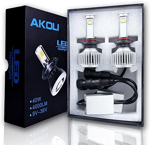 AKOLI LED Headlight Bulbs All-in-one Conversion Kit/ Clear Arc-Beam Kit - 9005 - 80w 8,000Lm 6K Cool White CREE - 1 Yr Warranty