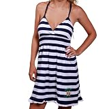 NCAA Notre Dame Fighting Irish Navy Blue-White Striped Paddington Dress (X-Large)