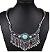 Qiyun (TM) Chunky Tribal Tibet Silver Turquoise Blue Bead Dangle Tassel Bib Choker Necklace