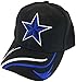 Dallas Adjustable Bent Brim Baseball Cap with Stripes on Bill (Black Star)