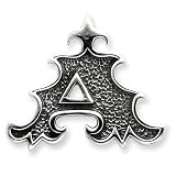 Sterling Silver Antiqued Gothic Initial A Pendant