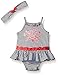 Calvin Klein Baby-Girls Yarn Dyed Stripe Jersey Sunsuit with Headband