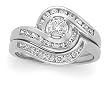 14K White Gold Diamond Wedding Set - 0.75 Ct.