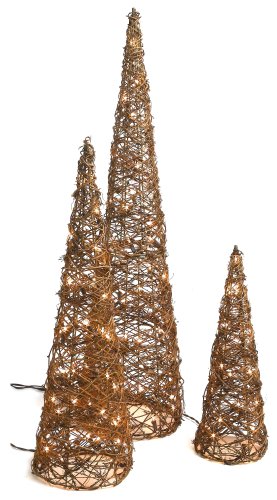 GKI Bethlehem Lighting 3-Piece Twig Rattan Cones: 18-Inch 20-Light; 27-Inch 35-Light and 36-Inch 50-Light Cones