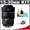 Sigma 15-30mm f/3.5-4.5 EX DG IF Aspherical Ultra Wide Angle Zoom Lens + CapKeeper Lens Cap Strap + 6-Piece Cleaning Kit - for Nikon Digital & Film Autofocus SLR Cameras including Nikon D2HS, D2XS, D3, D50, D70, D70s, D80, D100, D200 & D300