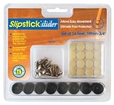 Slipstick CB190 3/4-Inch Slider Foot, Black, 16-Pack