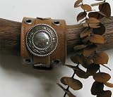 The Sundance Silver Gold Conchos Brown Leather Bracelet / Cuff