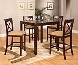 5 Pcs. Cherry Finish Wood Dinette Set Pub Chair & 4 Chairs