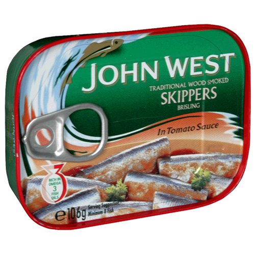John West Skippers in Tomato Sauce, 3.7-Ounce Cans (Pack of 12) by John West