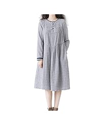 Spring Checkered Print Vintage Cotton Maxi Dress 