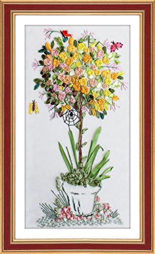 Wandafull Ribbon embroidery Handmade Kit Flower pot (No frame)