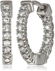 Sterling Silver Diamond Hoop Earrings (1/3 cttw, I Color, I2-I3 Clarity) 0.4" Diameter)