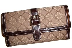 Nine West Checkbook Wallet Khaki/Java Formula 9 Jacquard